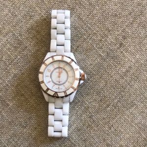 Peugeot Swiss Ceramic Swarovski White Dial Watch